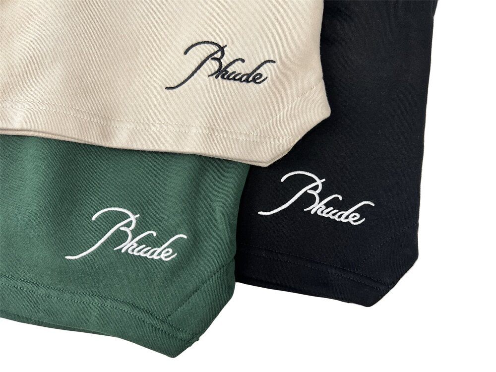 Rhude Embroidered Letter Logo Summer Cotton Shorts
