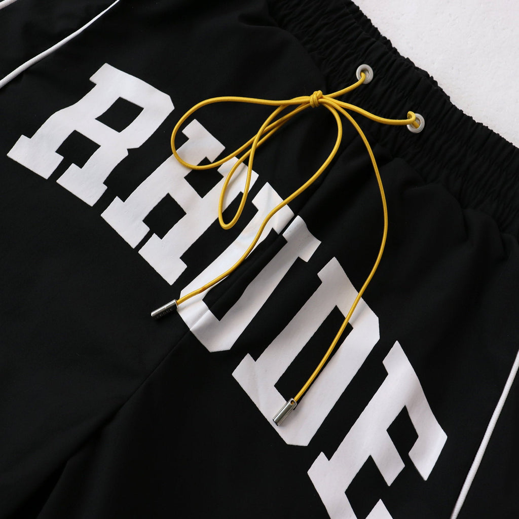 Rhude Printed retro drawstring color-block casual shorts