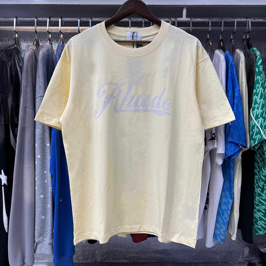 Rhude Sketch Logo Printed Comfortable Loose-Lined Couple T-shirt