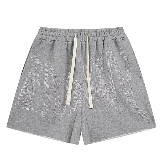 MIXED EMOTION Rhinestone Monogram Shorts