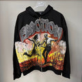 MIXED EMOTION Rhinestone Monogram Zip Hoodie