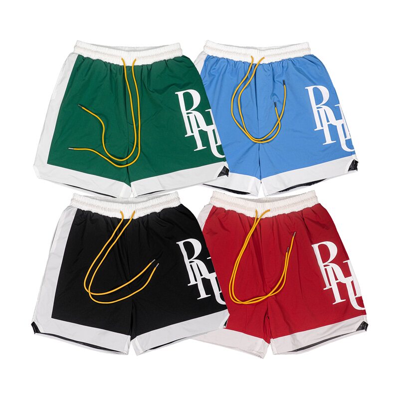 Rhude Summer New Color-Plaid Big Logo Print Short Pants