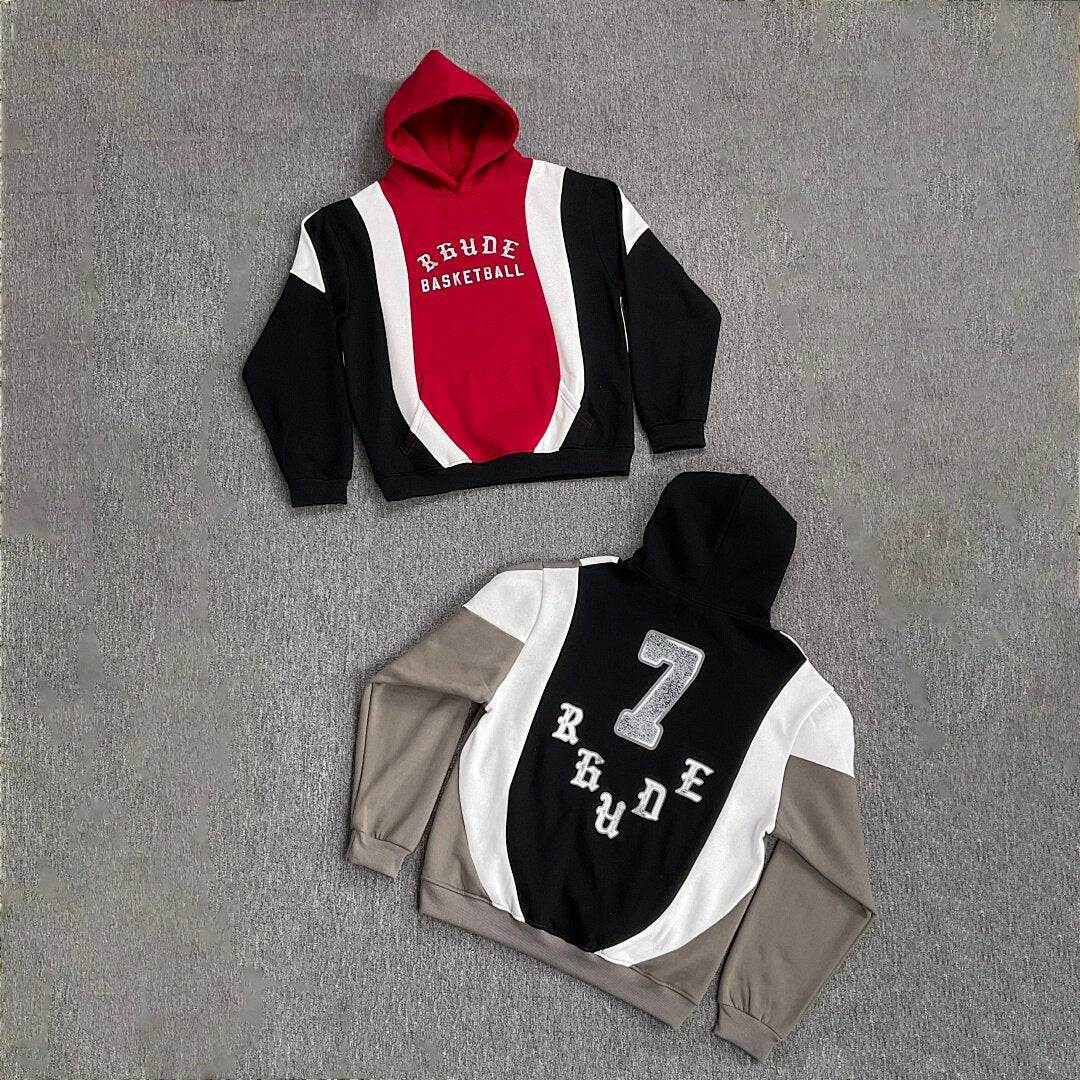 RHUDE Vintage Color Block Fleece Lined Winter Hoodie