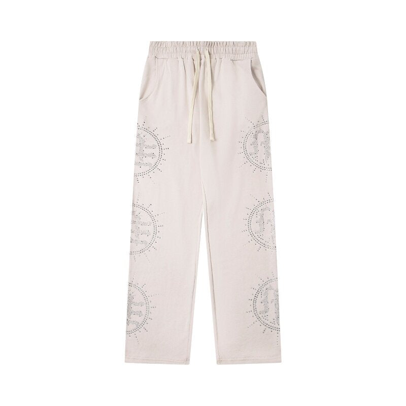 MIXED EMOTION Rhinestone Monogram Pants