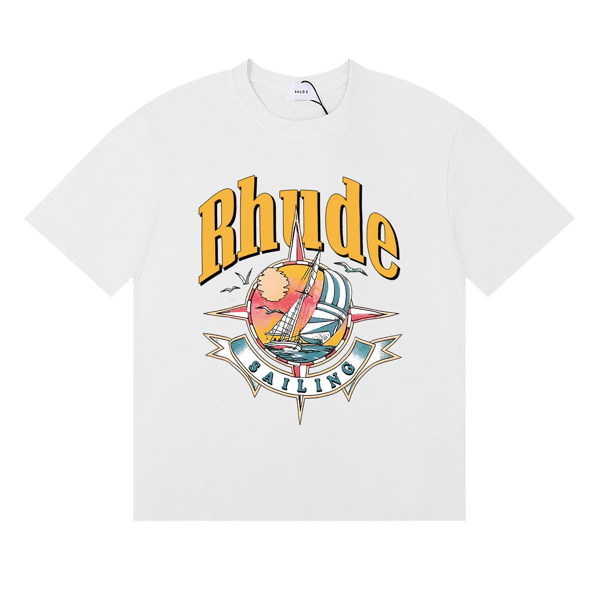 Rhude Sailing Sailboat Navigation Print T-Shirt