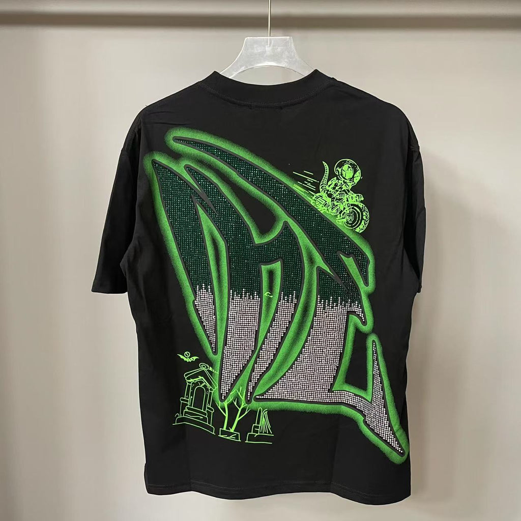 MIXED EMOTION Devil Rhinestone Graffiti Tee
