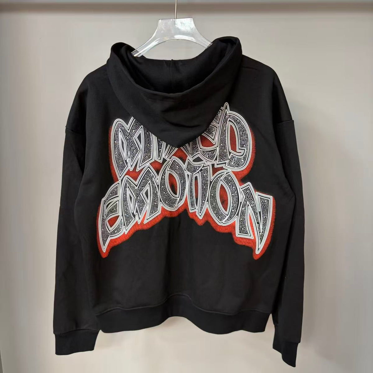MIXED EMOTION Rhinestone Monogram Zip Hoodie