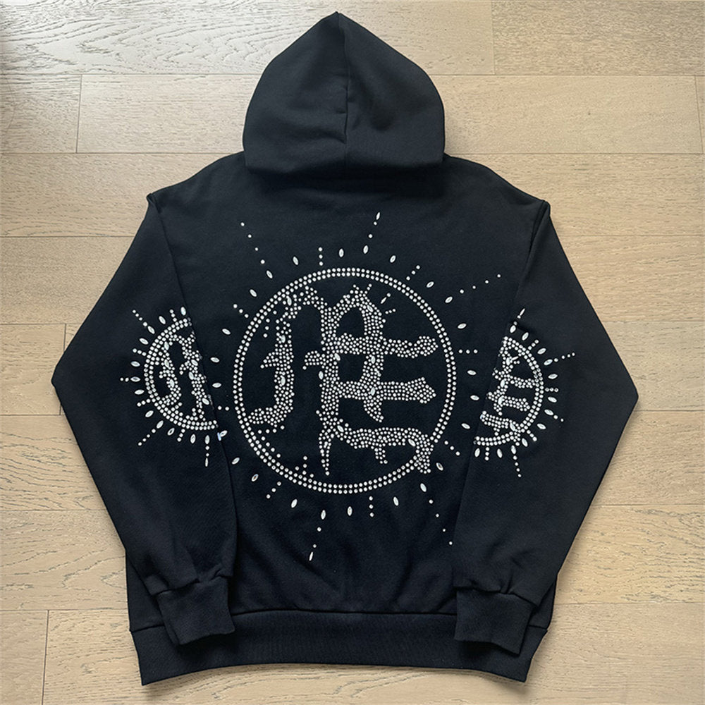 MIXED EMOTION Rhinestone Logo High Hoodie
