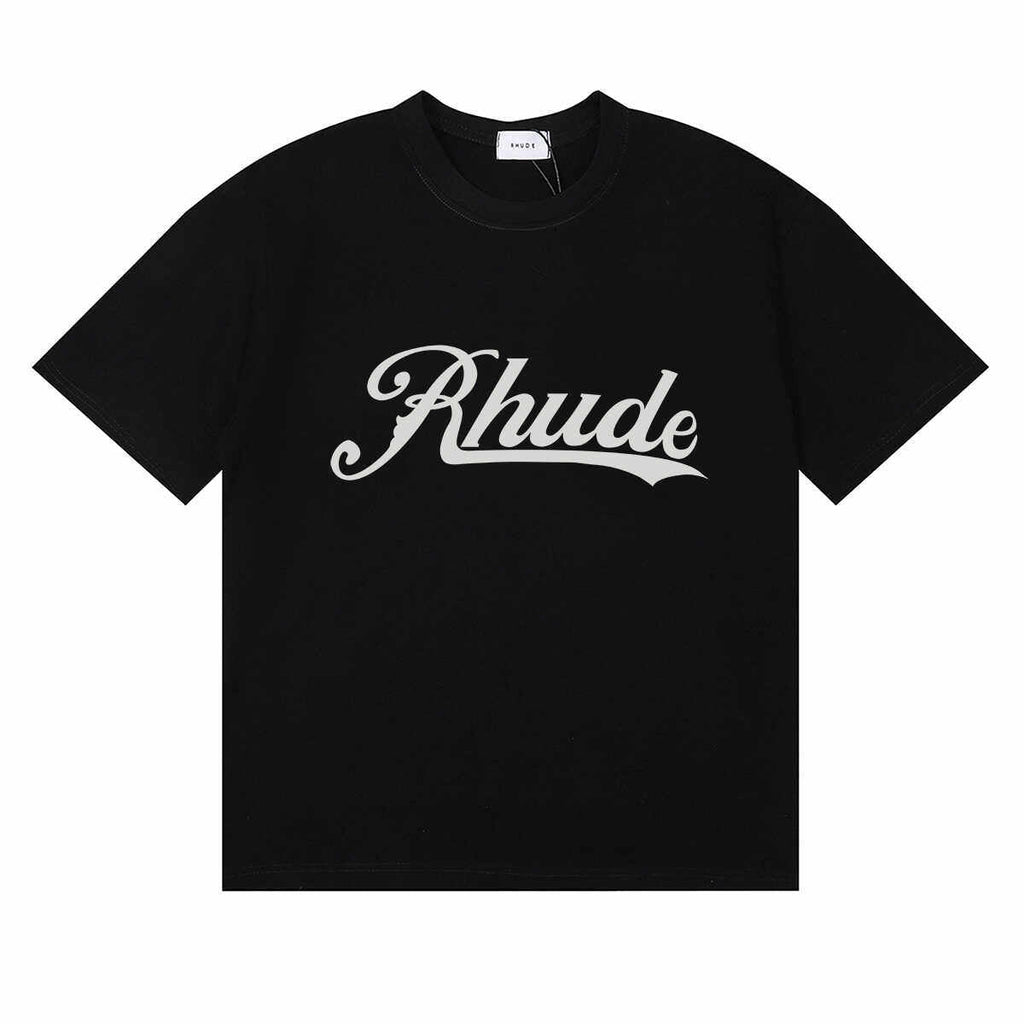 Rhude Sketch Logo Printed Comfortable Loose-Lined Couple T-shirt