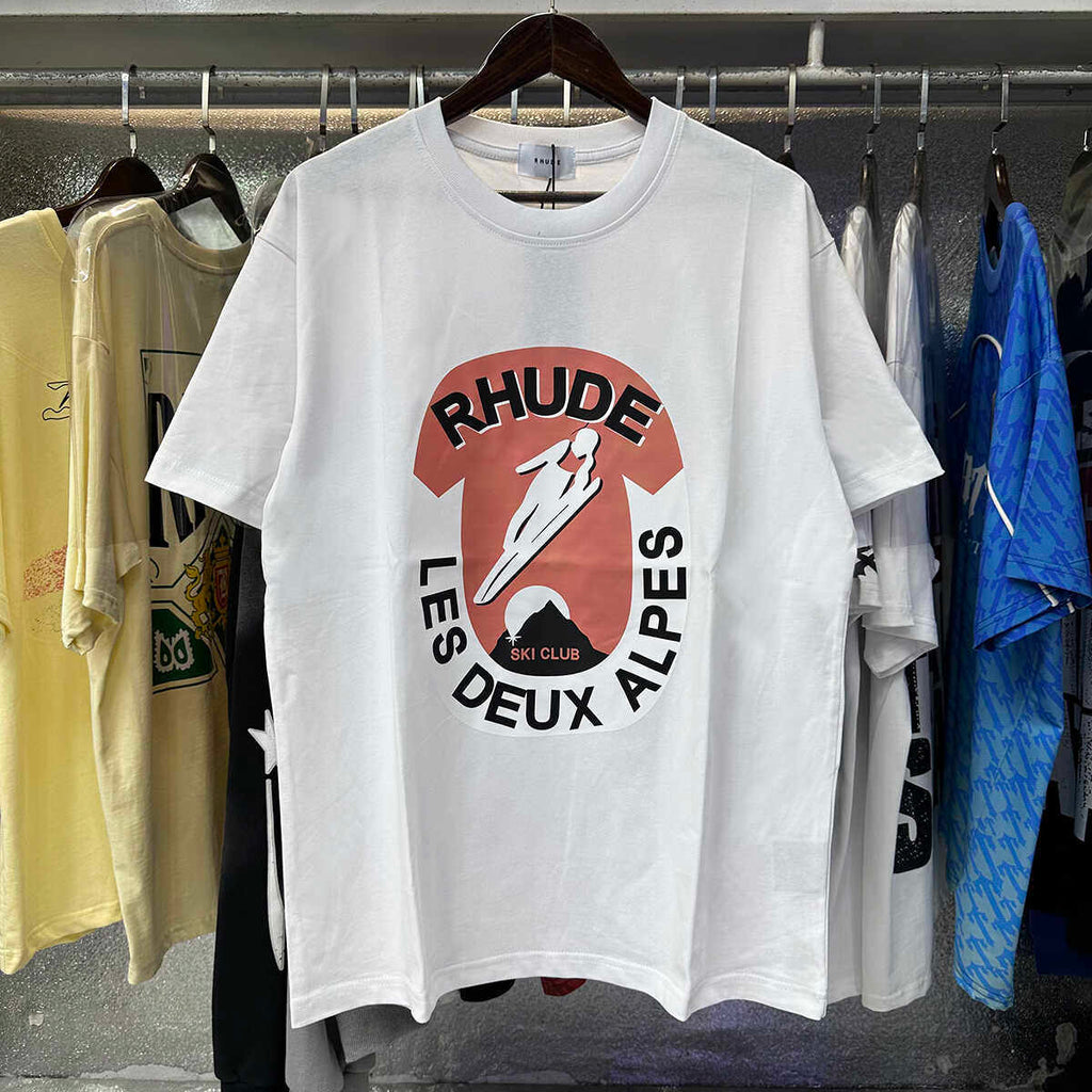 Rhude Les Deux Alpes Alpine Skiing Classic Sunrise Print T-Shirt