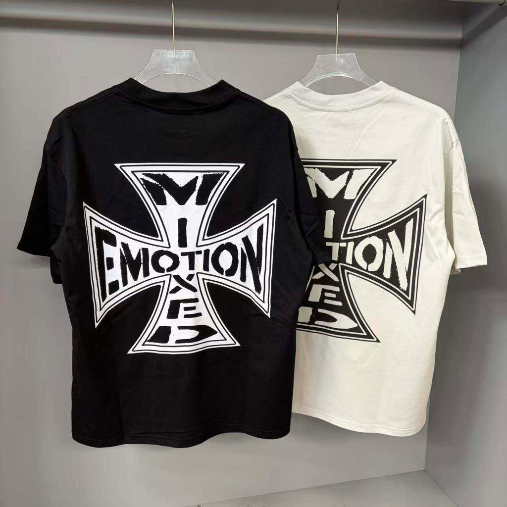 MIXED EMOTION Distressed Monogram Tee