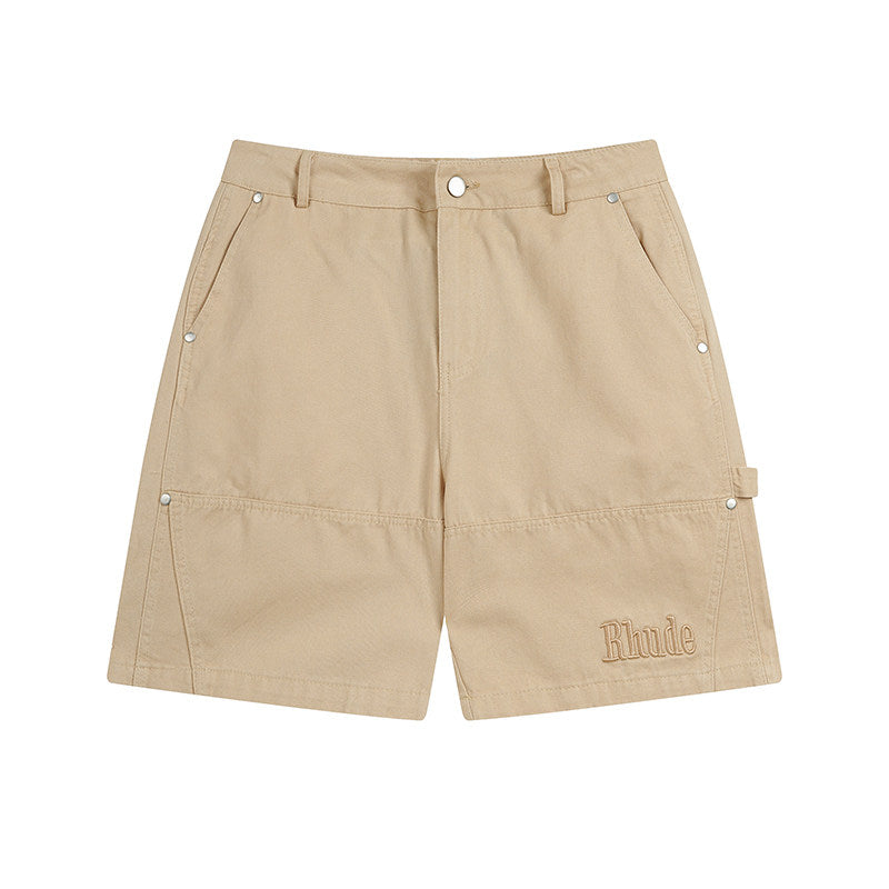 Rhude Hip-hop trend fashion wash denim cargo shorts