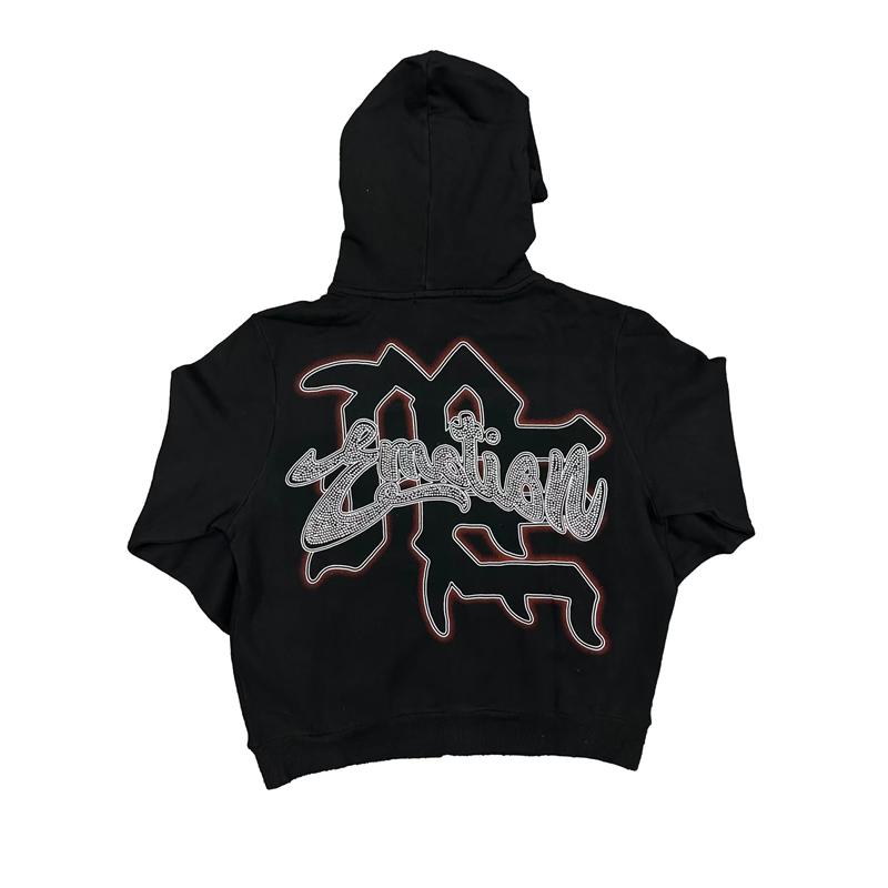 MIXED EMOTION Cupid Rhinestone Zip Hoodie