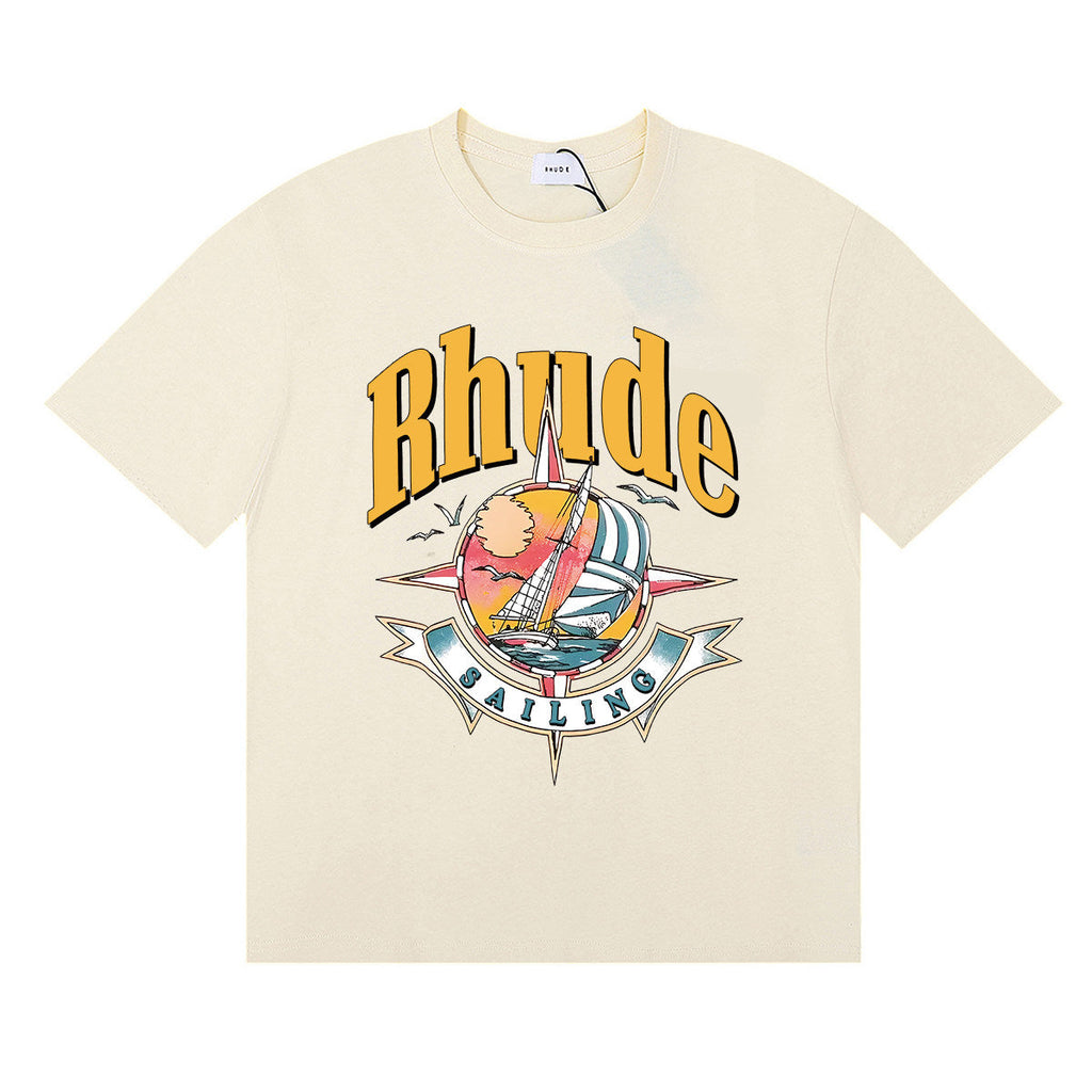 Rhude Sailing Sailboat Navigation Print T-Shirt