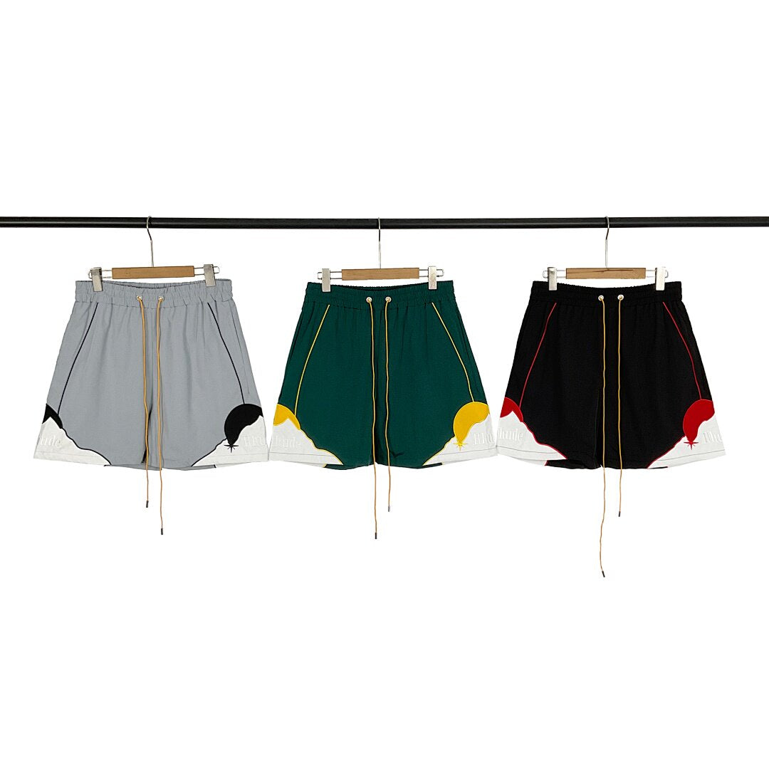 RHUDE Vintage Nylon Color Block Embroidered Drawstring Shorts