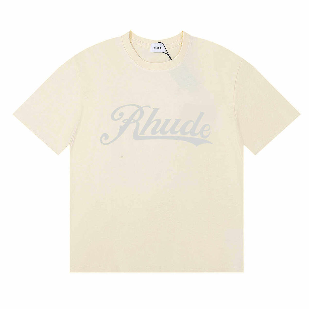 Rhude Sketch Logo Printed Comfortable Loose-Lined Couple T-shirt