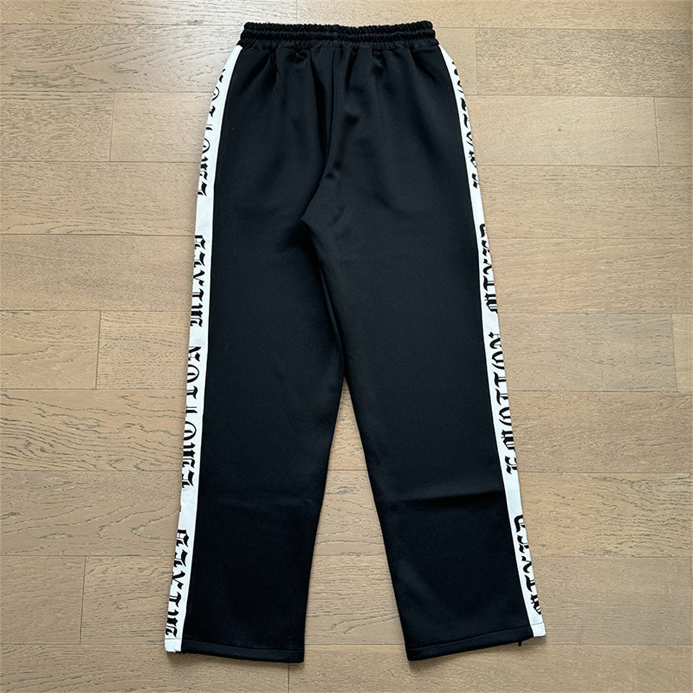 MIXED EMOTION Embroidery Logo Straight Pants