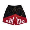 Rhude Contrasting color patchwork shorts