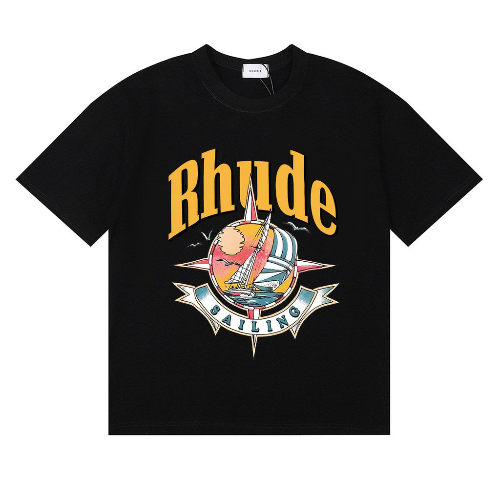 Rhude Sailing Sailboat Navigation Print T-Shirt
