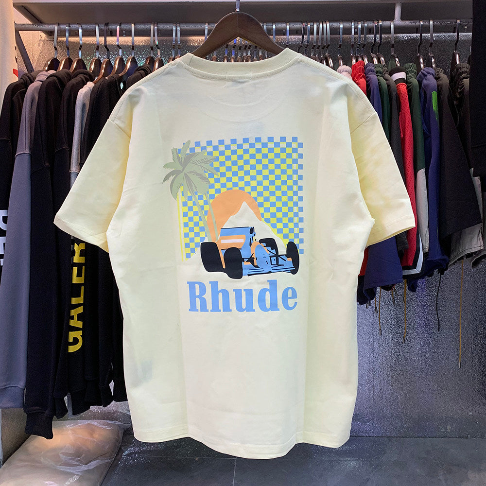 Rhude Moonlight Tropics Coconut Tree Racing Print T-shirt