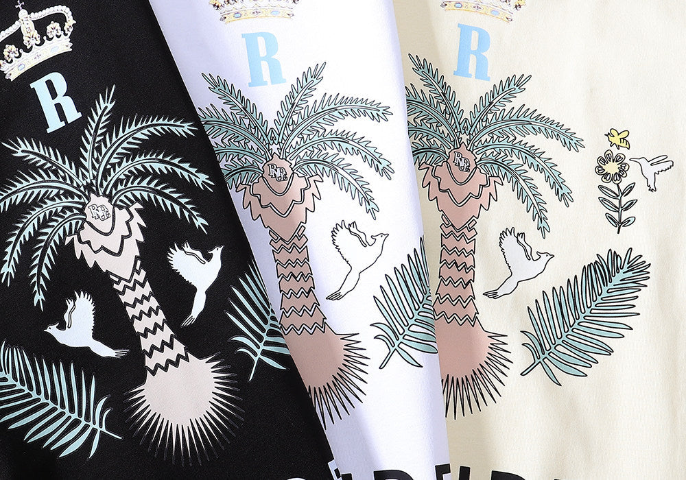 Rhude Las Palmas Coconut Print Round Neck T-shirt
