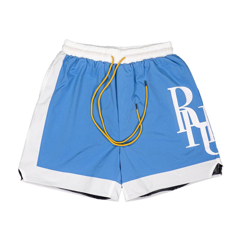 Rhude Summer New Color-Plaid Big Logo Print Short Pants