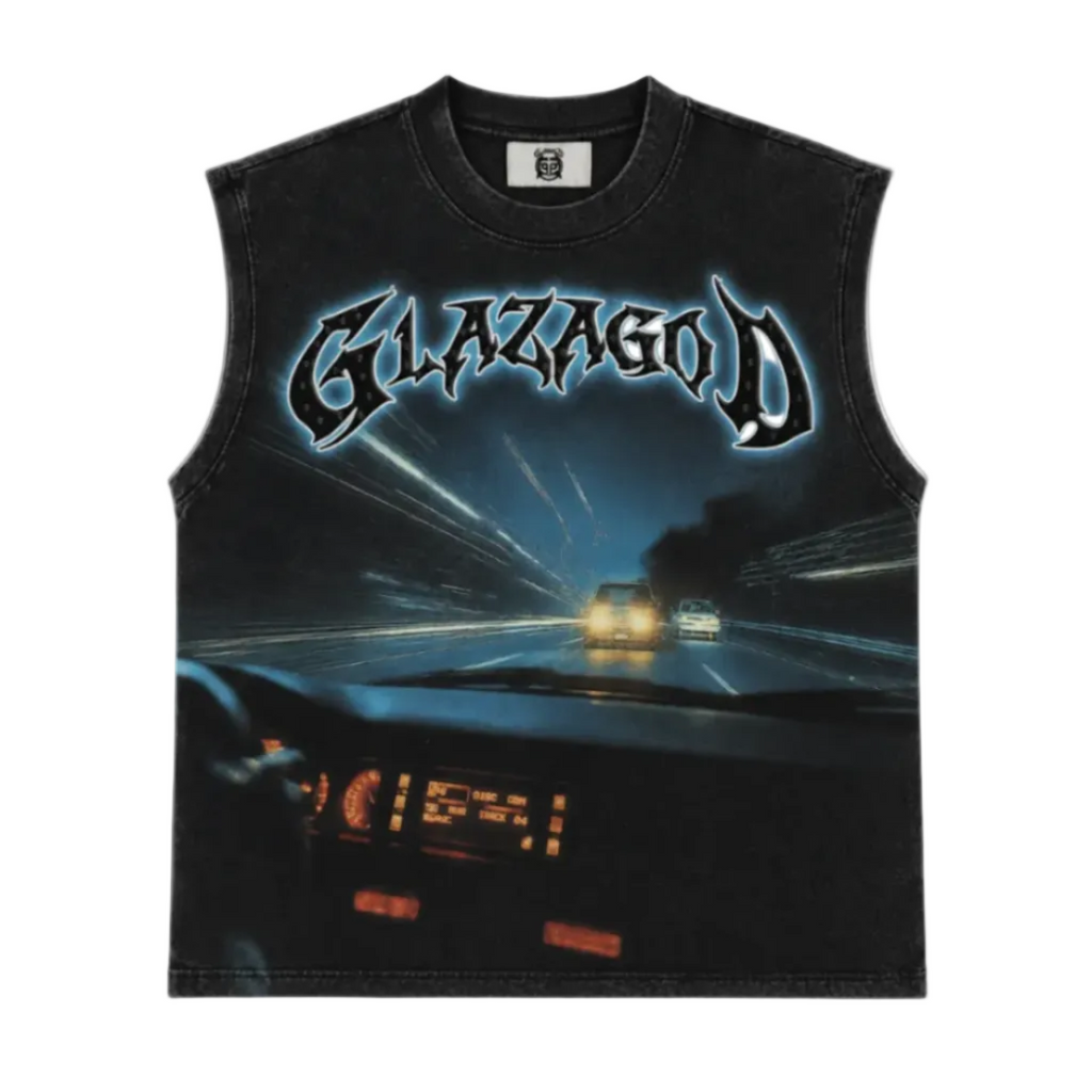 GLAZA GOD Light Speed – Heavyweight Acid Wash Sleeveless Tee