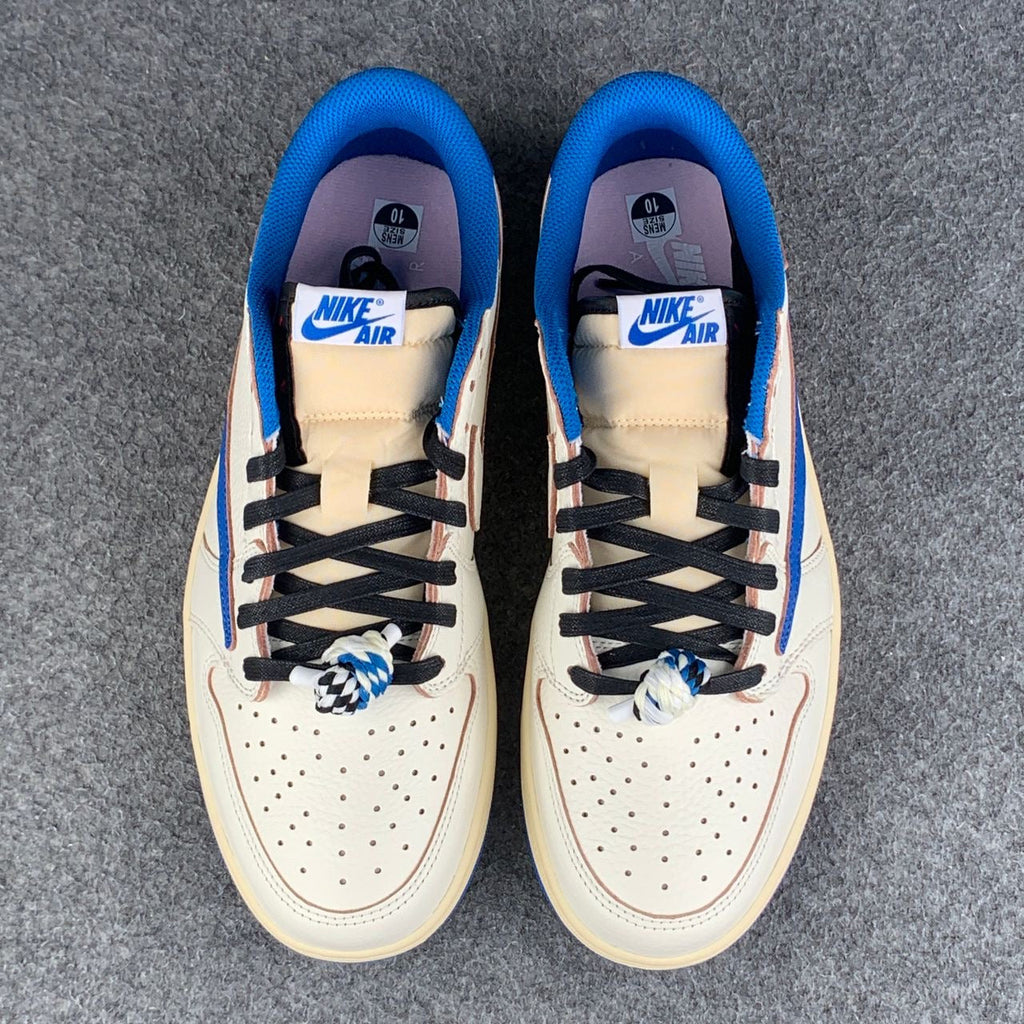 Fragment Design x Travis Scott x Air Jordan 1 Retro Low OG SP 'Sail Military Blue'