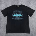 Corteiz "Rules The World" Alcatraz Graphic Tee (Black & Light Blue Edition)