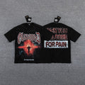 GLAZA GOD Men's Gothic Graphic Oversized T-Shirt – Dark Streetwear Double-Sided Print Casual Tee