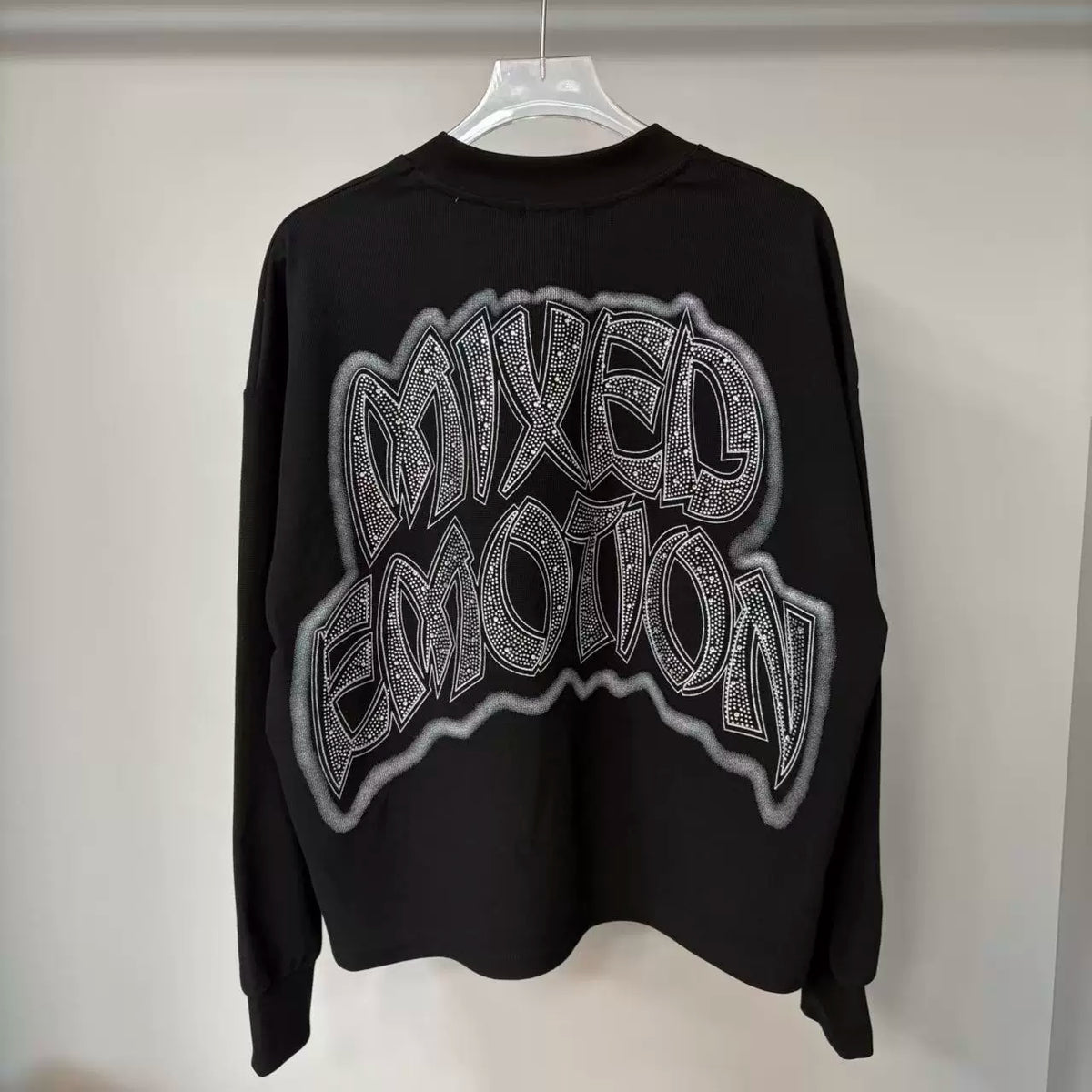 MIXED EMOTION Strass Monogram Oversized Long-sleeve Tee
