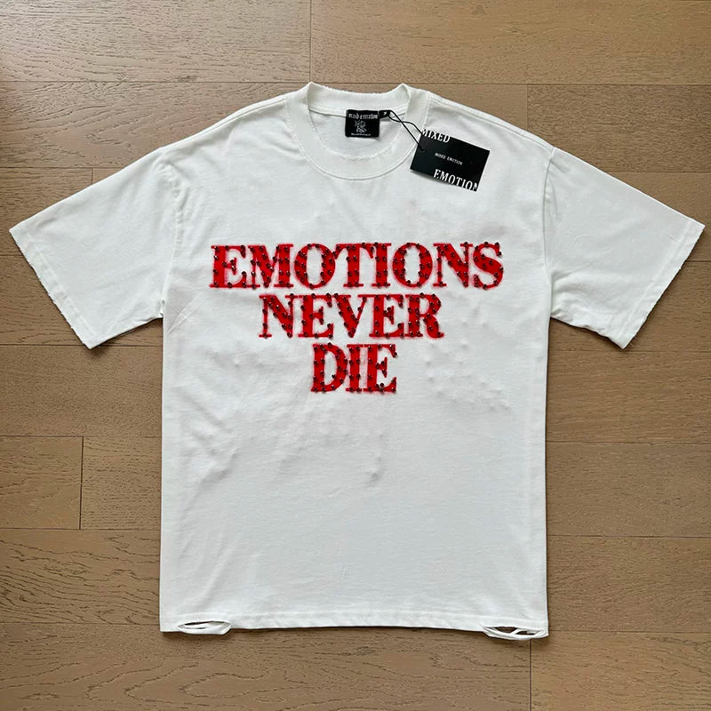 Mixed Emotion Distressed Rhinestone Letter Tee