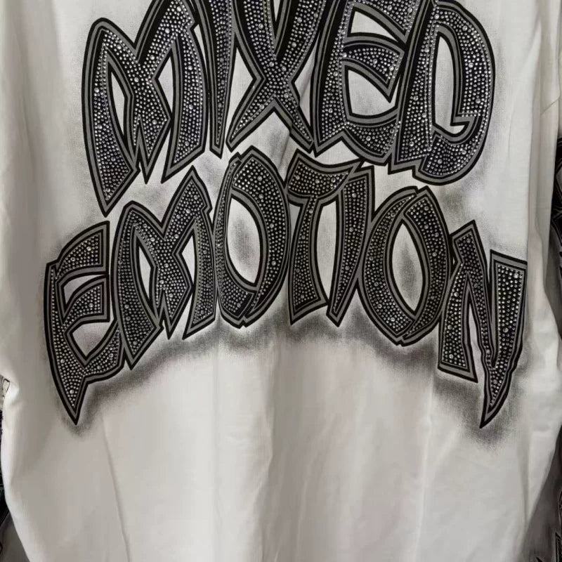 Mixed Emotion Skull Rhinestone Streetwear Long Sleeve