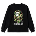 BAPE Style "BY BATHING APE" Camo Ape Head Long-Sleeve Tee - Black/Green