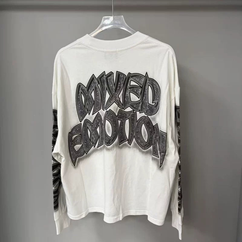 Mixed Emotion Skull Rhinestone Streetwear Long Sleeve