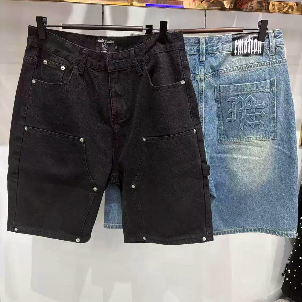 MIXED EMOTIO Washed Denim Shorts
