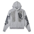 Mixed Emotion Rhinestone High-Street Zip Hoodie