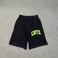 Corteiz Collegiate Arc Logo Heavyweight Shorts - Black green