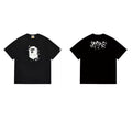 BAPE Style Paint Splatter Ape Head Short-Sleeve Tee - Black