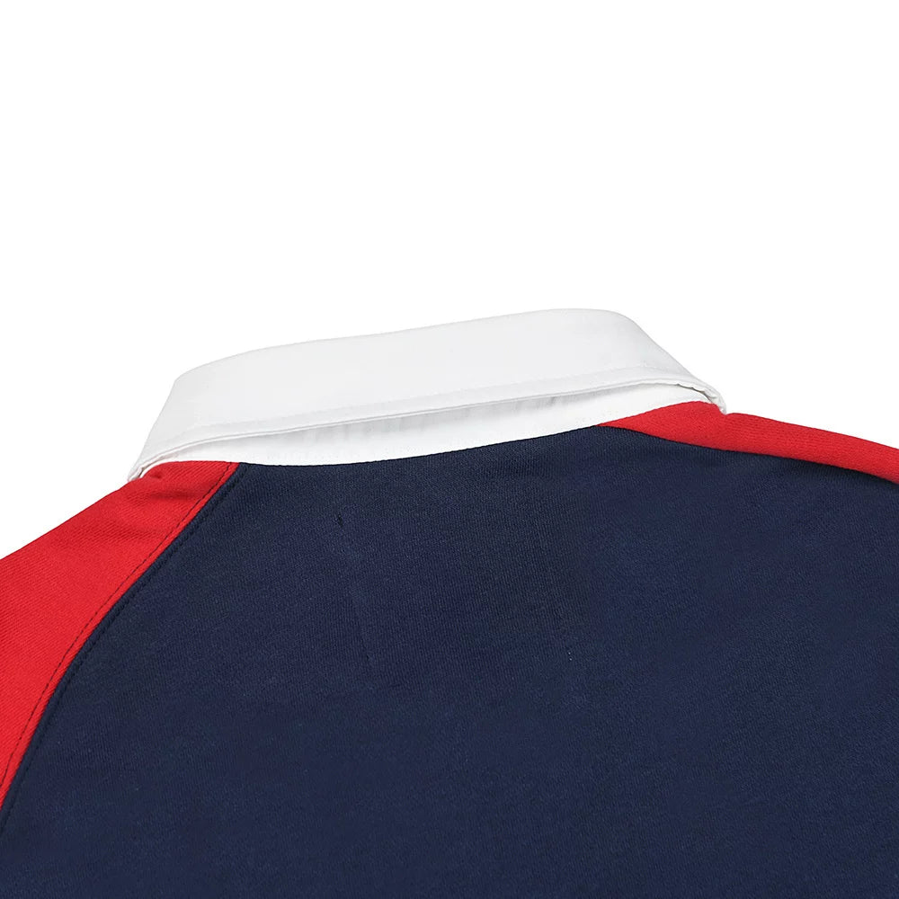 Sp5der American Retro Colorblock Long Sleeve Polo Shirt