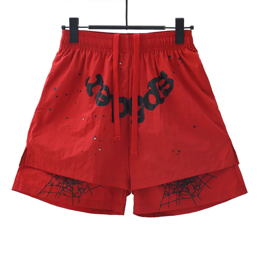 Sp5der Spider Web Print Streetwear Casual Shorts