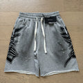MIXED EMOTION Distressed Print Zip Shorts