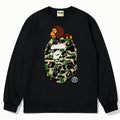 BAPE Style Baby Milo on Camo Ape Head Long-Sleeve Tee - Black/Green