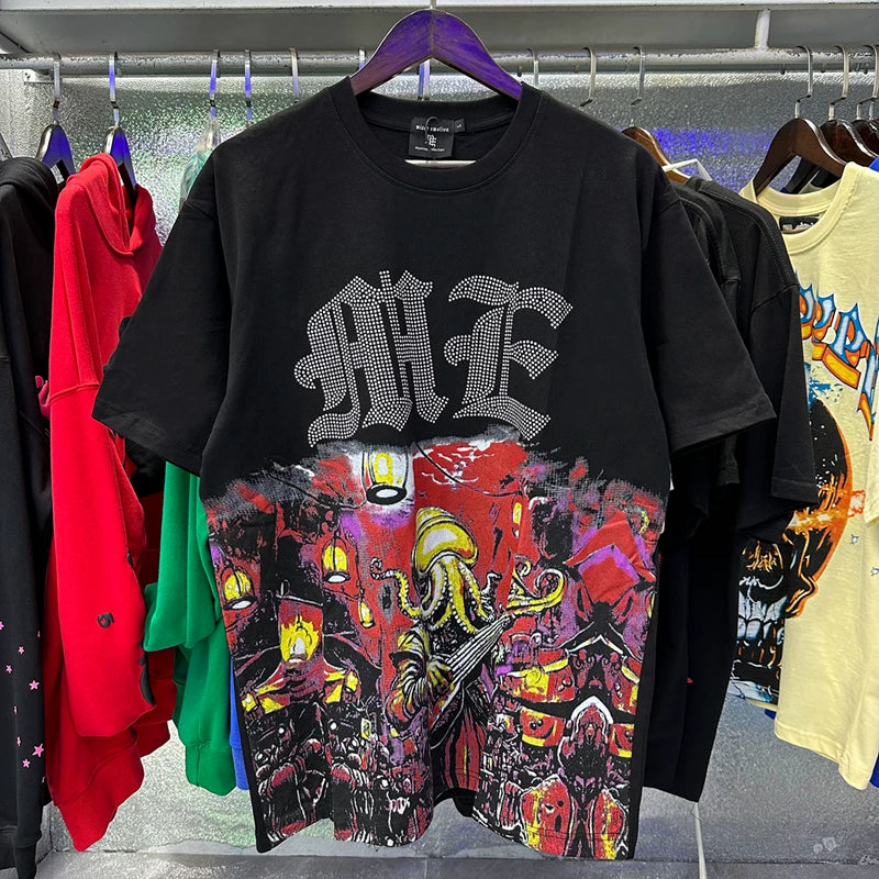 MIXED EMOTION Rhinestone Letter Graphic Oversized Tee