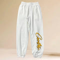 Corteiz Yellow Script Logo Heavyweight Sweatpants white