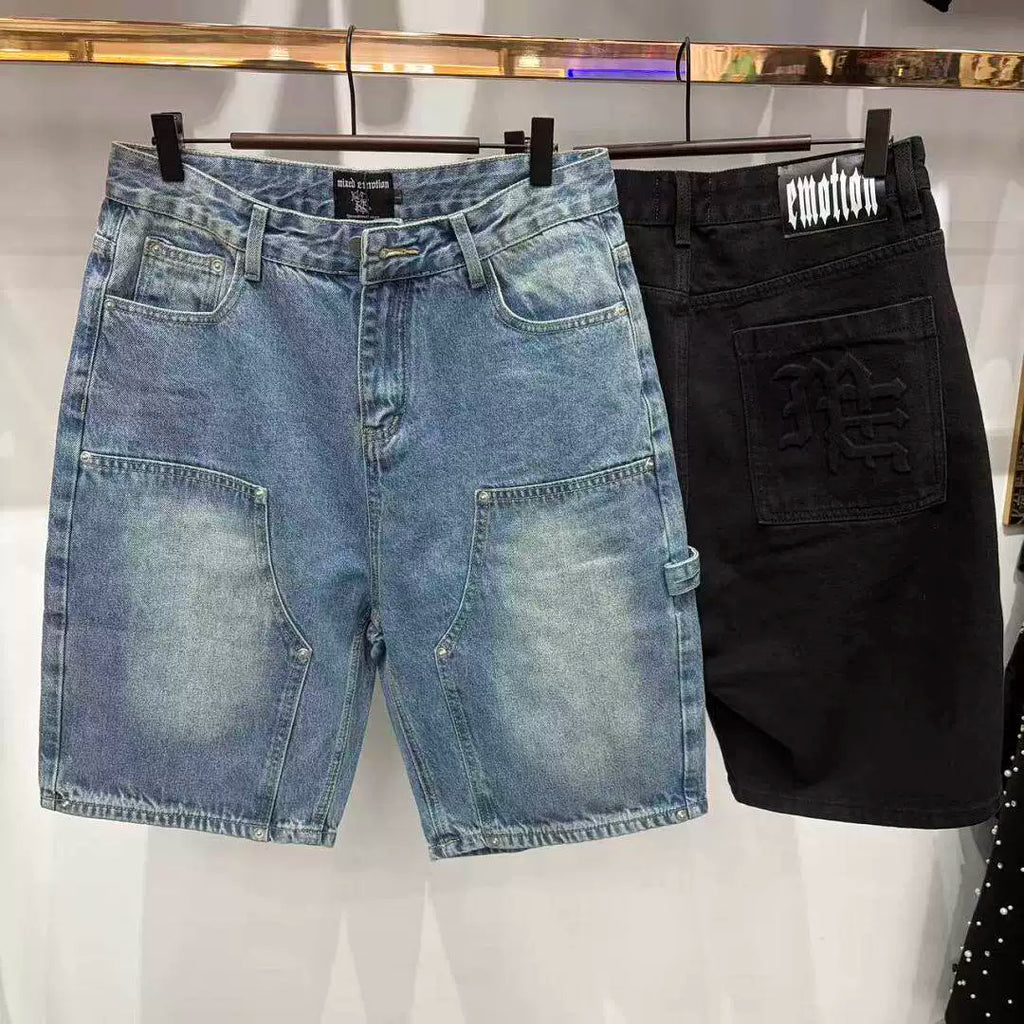 MIXED EMOTIO Washed Denim Shorts