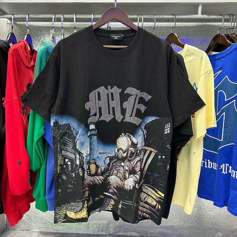 MIXED EMOTION Rhinestone Letter Graphic Oversized Tee