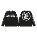 Hellstar Classic Circular Flame Face Graphic Long Sleeve Tee - Black