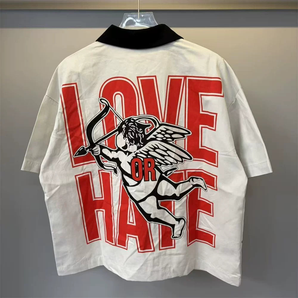 Mixed Emotion Cupid Graphic High-Street Short Sleeve Shirt