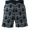 BAPE Style Monogram All-Over Print Ape Head Casual Shorts - Grey/Black